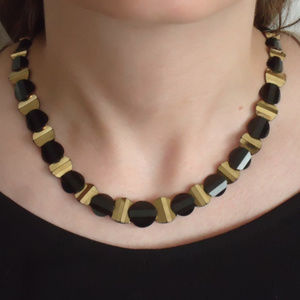1940s Black & Gold Glass Necklace